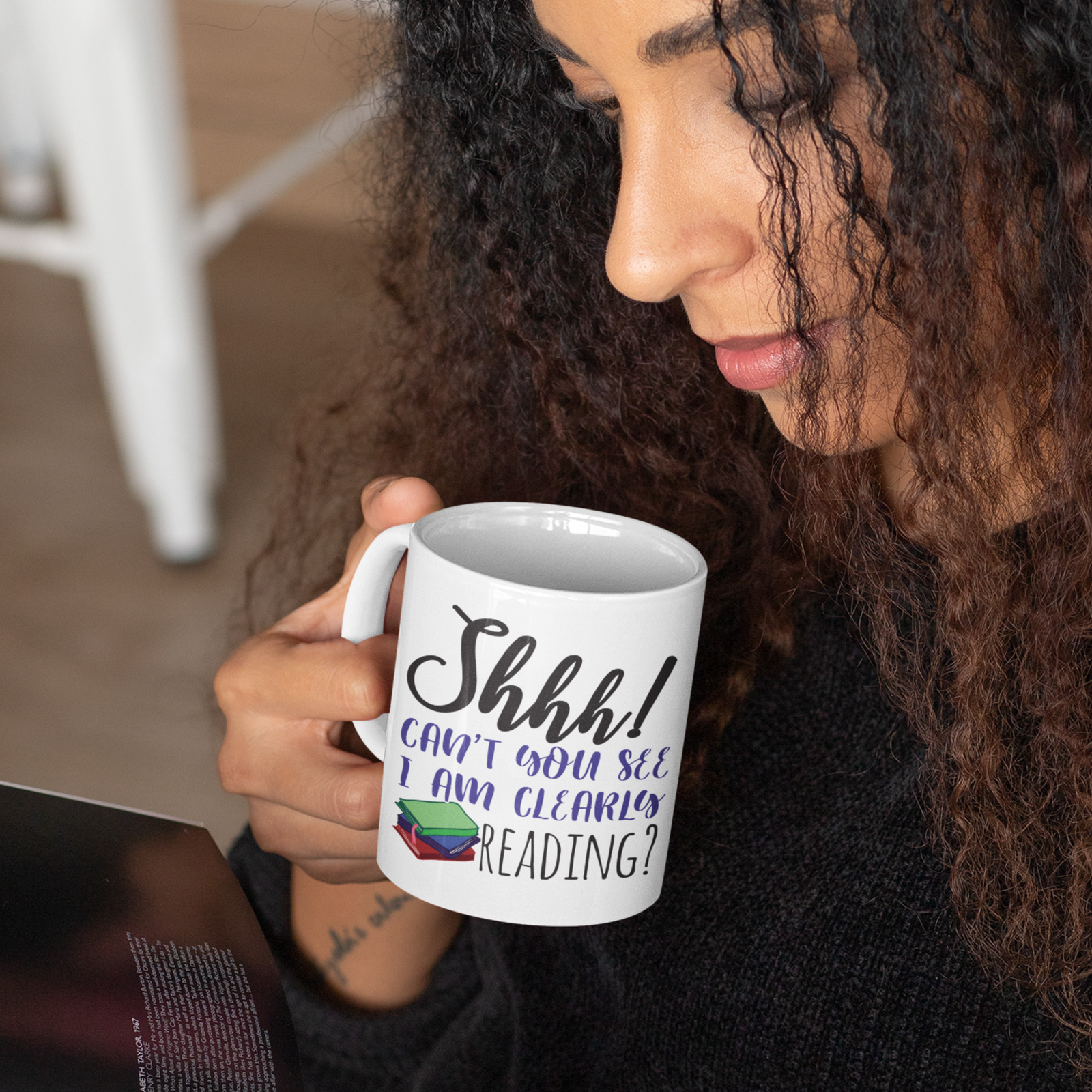 Shhh! Can't You See I Am Clearly Reading? - Bookworm Gift Mug - Image 3
