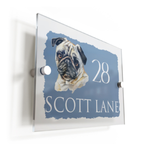 Dog Pug Acrylic House Sign/Plaque - Personalised