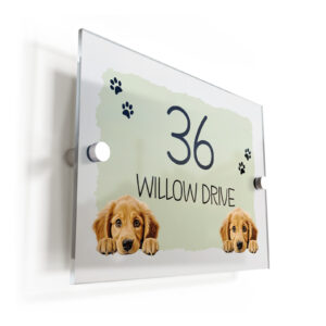 Golden Retriever Dog Green Acrylic House Sign/Plaque - Personalised
