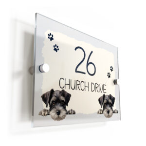 Miniature Schnauzer Dog Puppy Cream Acrylic House Sign/Plaque - Personalised