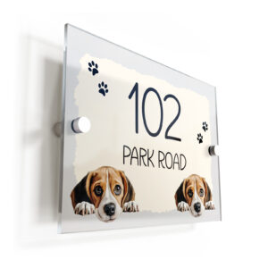 Beagle Dog Puppy Cream Acrylic House Sign/Plaque - Personalised