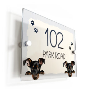 Doberman Pinscher Dog Puppy Cream Acrylic House Sign/Plaque - Personalised