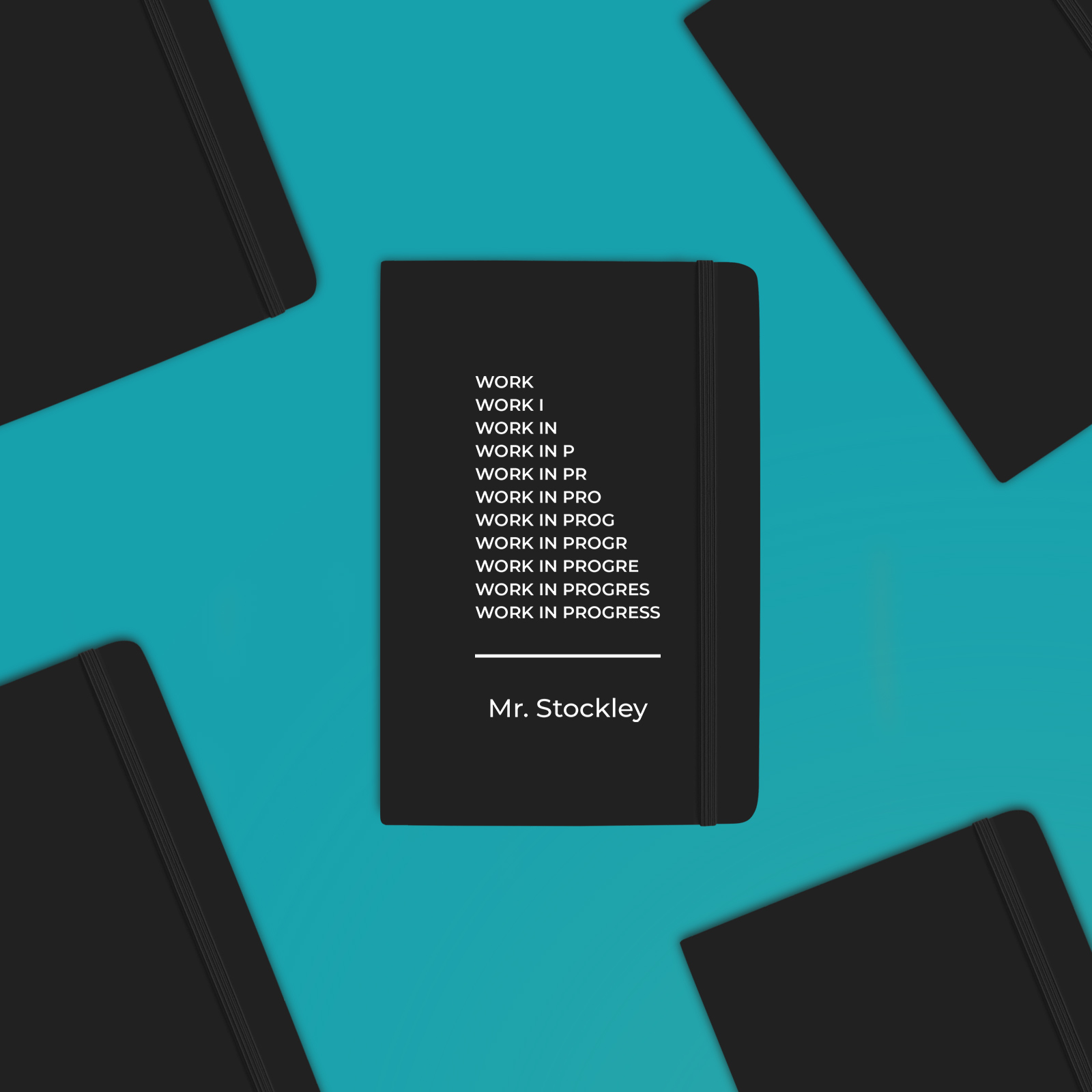 Personalised Work In Progress - Soft Touch Black Notebook For Friend Or Colleague - Image 2