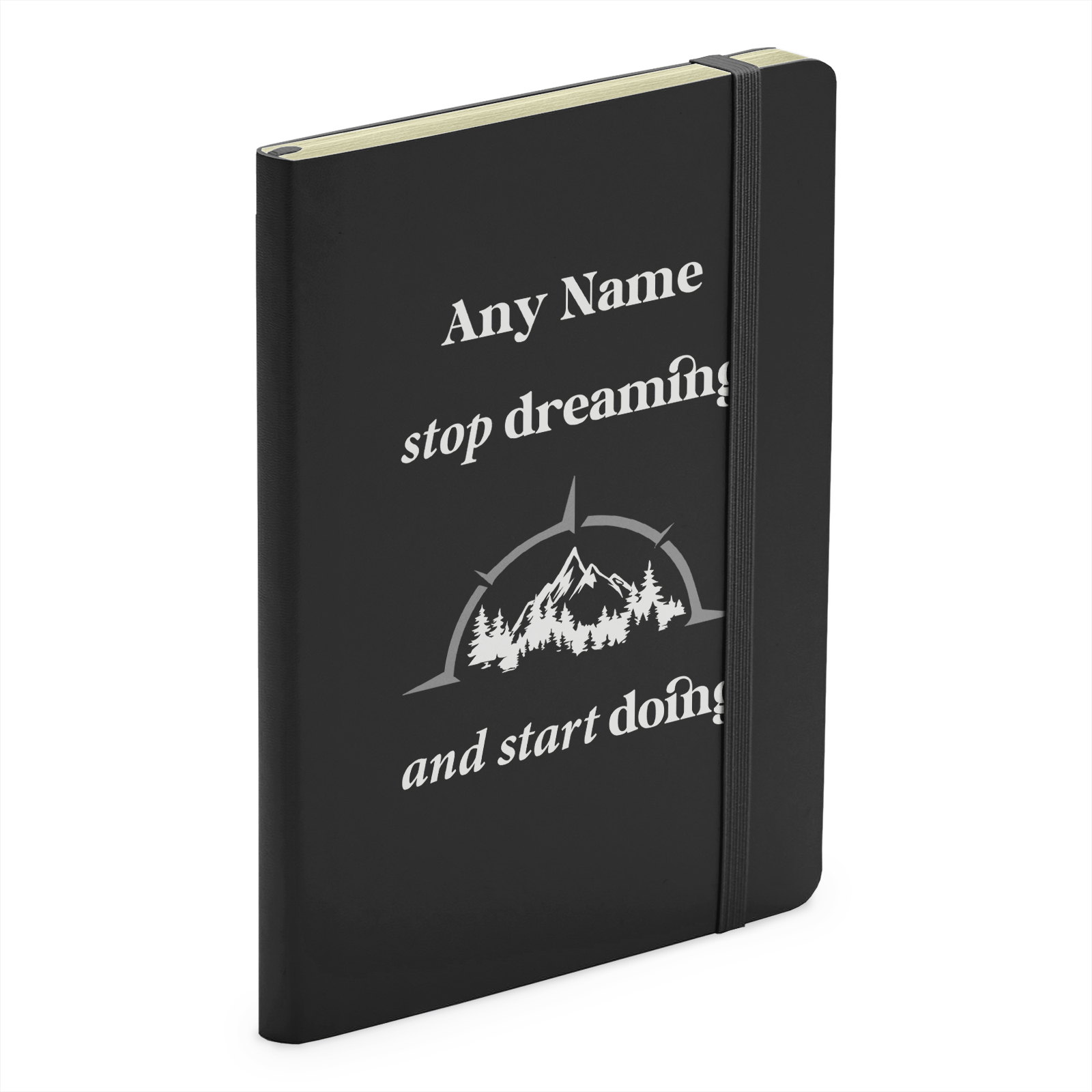 Personalised Stop Dreaming And Start Doing - Wholesome Soft Touch Black Notebook