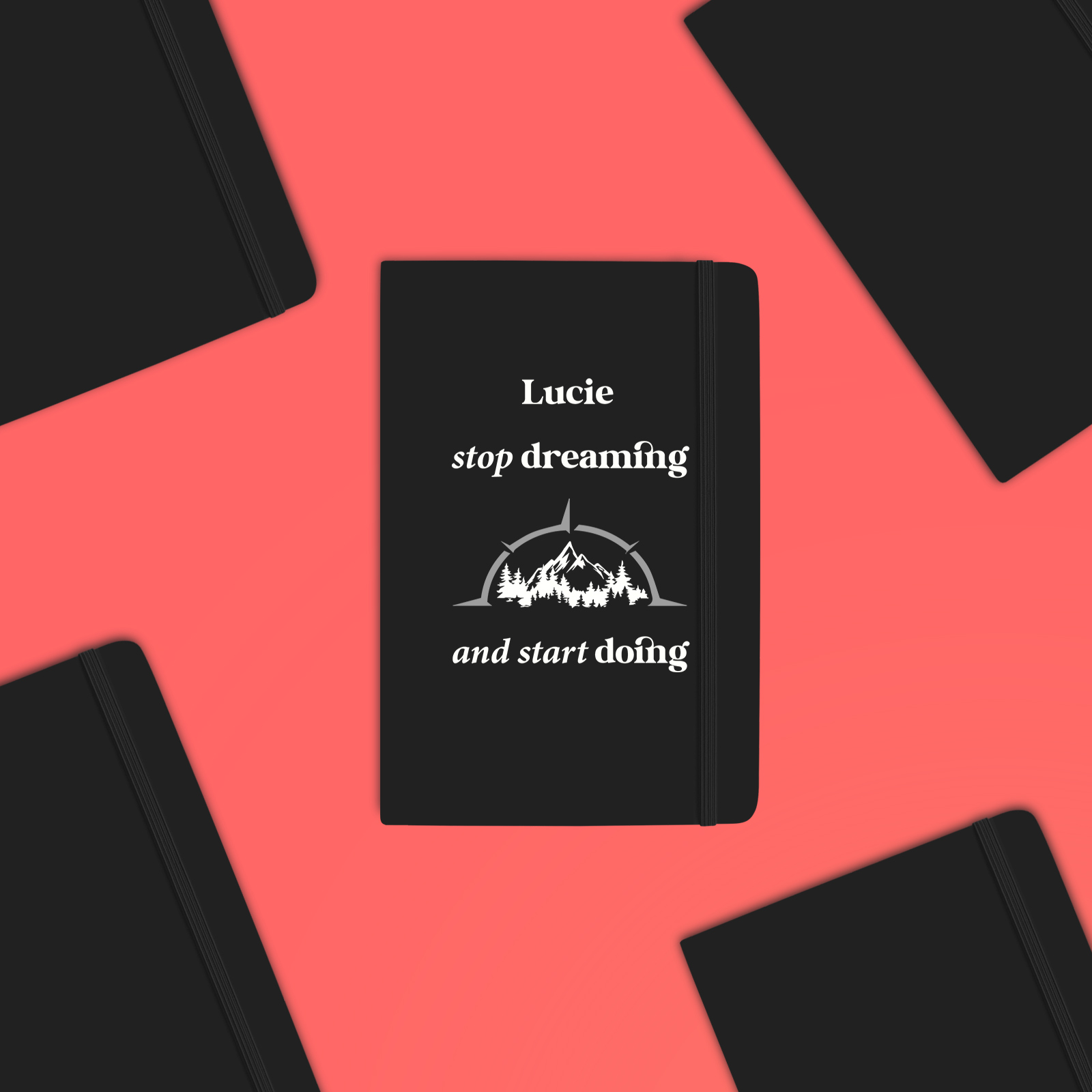 Personalised Stop Dreaming And Start Doing - Wholesome Soft Touch Black Notebook - Image 2