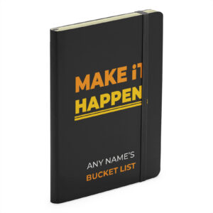 Personalised Make It Happen Bucket List - Soft Touch Black Notebook
