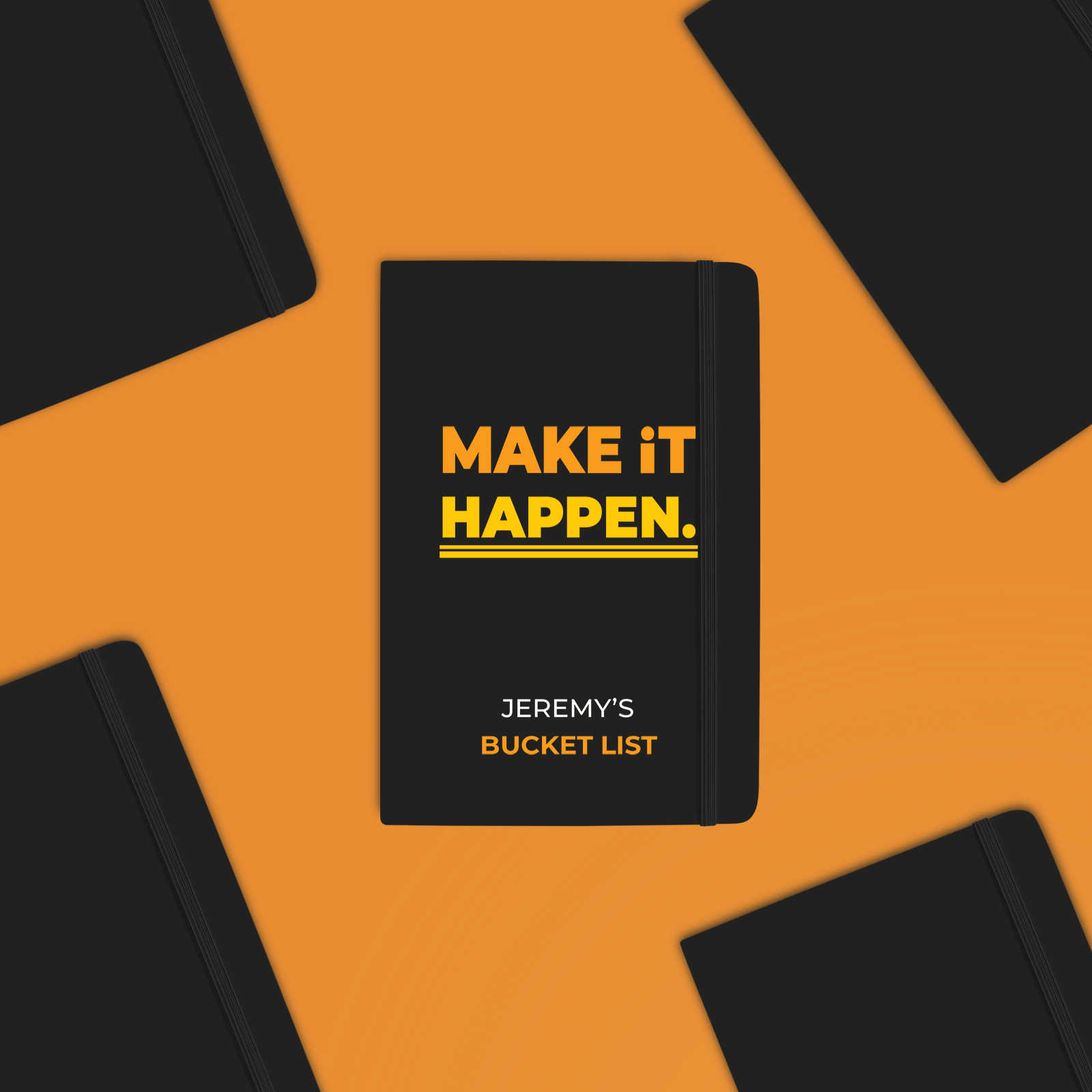 Personalised Make It Happen Bucket List - Soft Touch Black Notebook