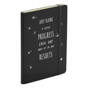 Personalised A Little Progress Each Day Leads To Big Results - Soft Touch Black Notebook