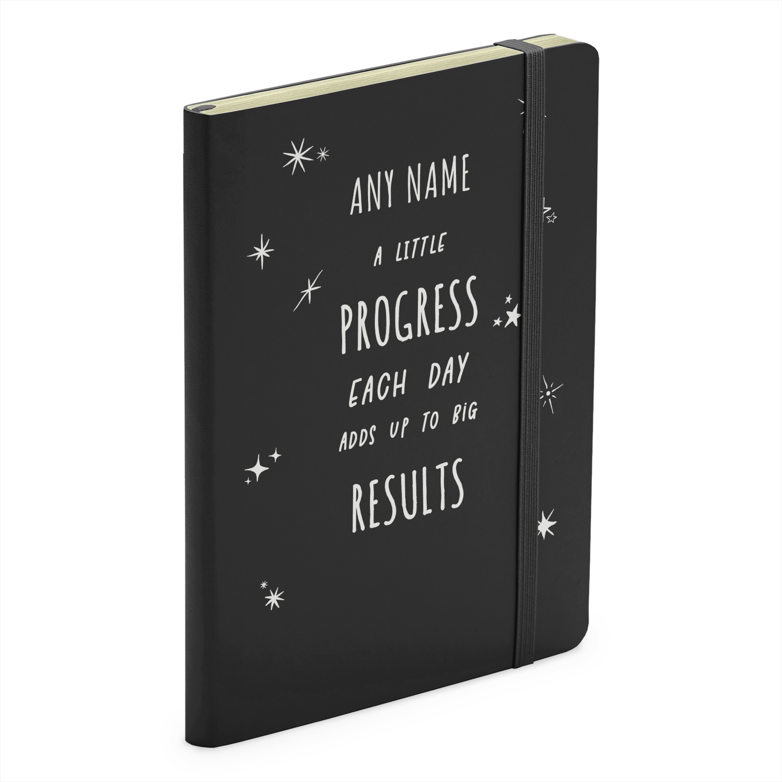 Personalised A Little Progress Each Day Leads To Big Results - Soft Touch Black Notebook