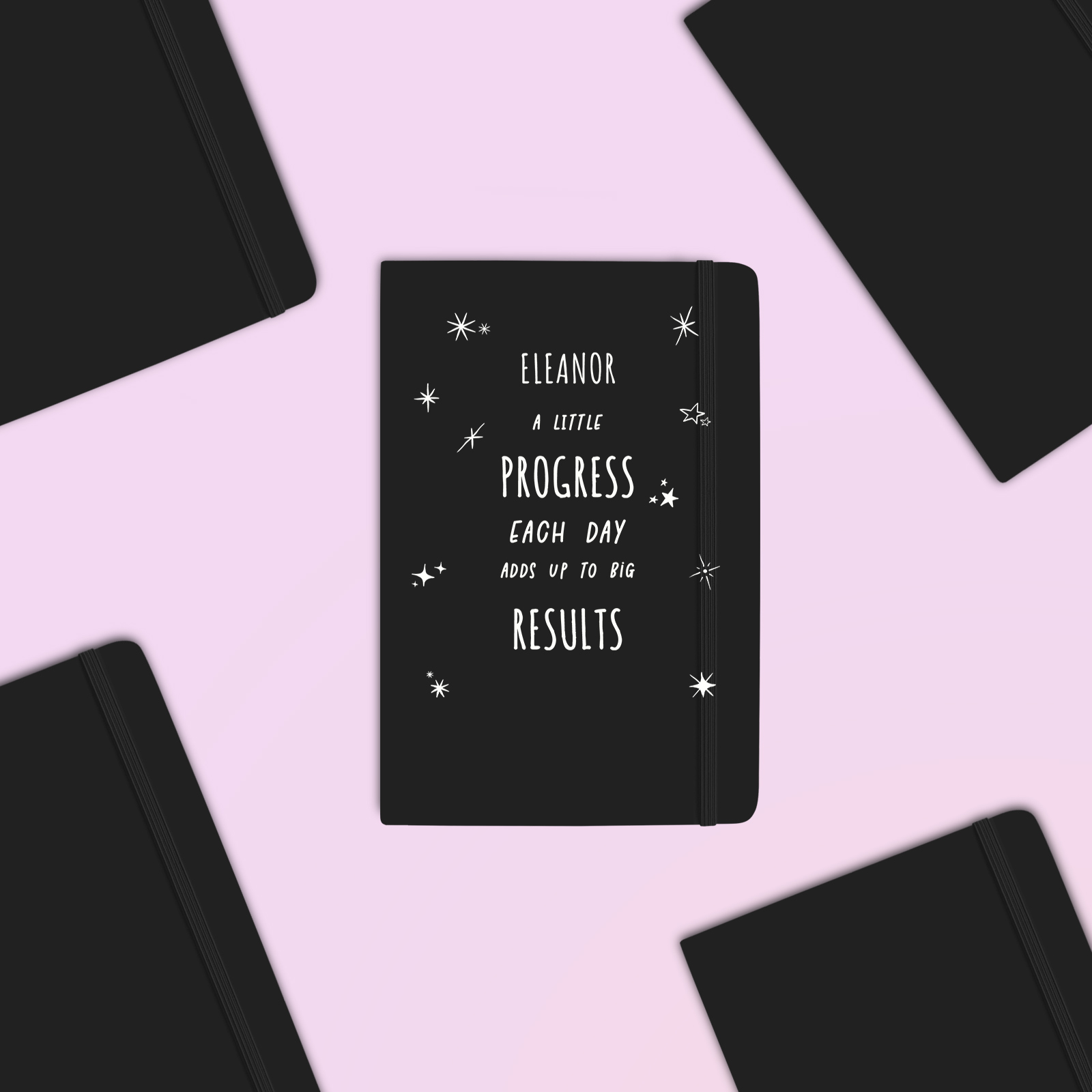 Personalised A Little Progress Each Day Leads To Big Results - Soft Touch Black Notebook